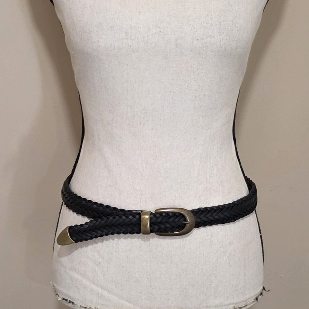 Capezio Braided Black Belt with Antiqued Brass Buckle